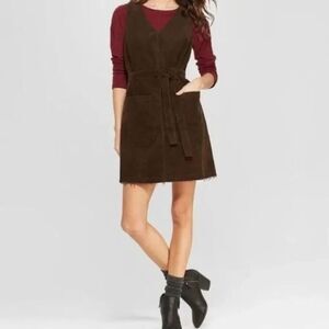 NWT Universal Thread Brown Corduroy Tie-Waist Pinafore Dress – Size M